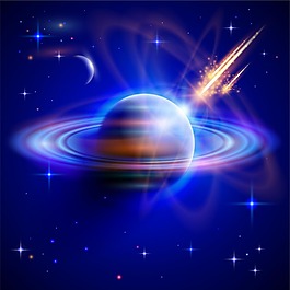彩色行星与蓝色背景矢量素材下载