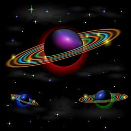 彩色行星图案矢量素材下载