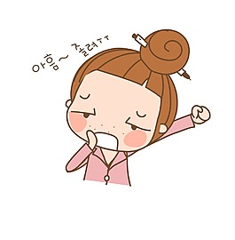 矢量韩国女孩刚睡起EPS