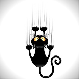 卡通黑猫爪印插画矢量素材下载