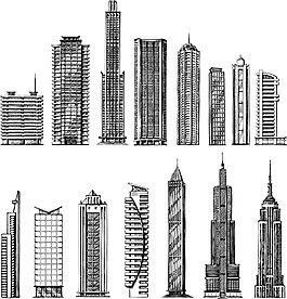 摩天高楼建筑草图矢量素材下载