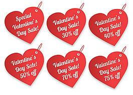 爱心情人节促销标签