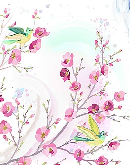 花从中的小鸟