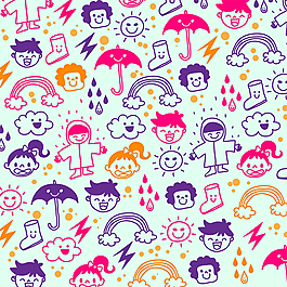 卡通人物雨伞图案设计