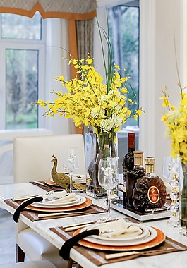 时尚餐厅餐桌盆景设计图