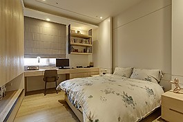简约卧室大床电脑桌设计图
