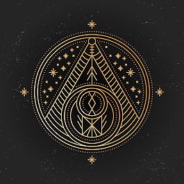 金色抽象装饰图案黑色背景