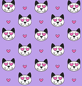 猫咪爱心爱情矢量底纹素材