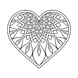 曼陀罗花纹心形图案背景