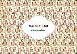 小清新水彩猫头鹰背景素材