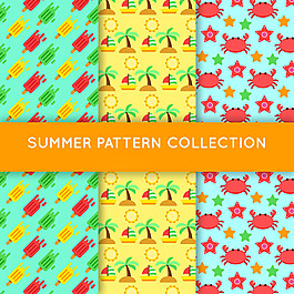 三个彩色夏天元素装饰图案