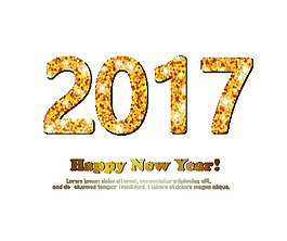 金色精美酷炫亮2017年文字图标 矢量