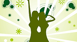 抽象人物绿色圈圈背景