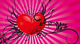 红色心形花纹背景