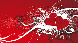 红色心形花纹背景