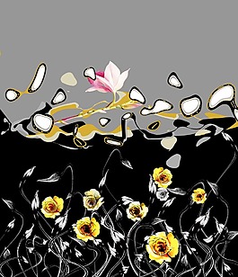 抽象花朵数码印花设计