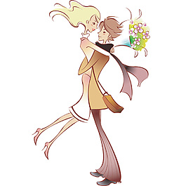 浪漫情侣漫画PSD素材