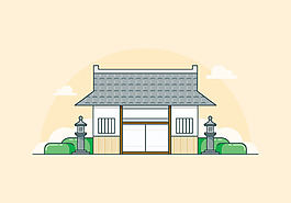 手绘屋子插画