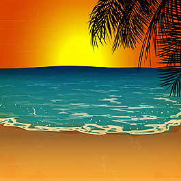 夏季黄昏海滩背景