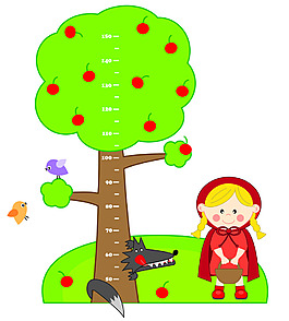 小红帽幼儿园卡通小尺子工具矢量设计素材