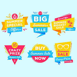 各种彩色时尚夏季促销贴纸