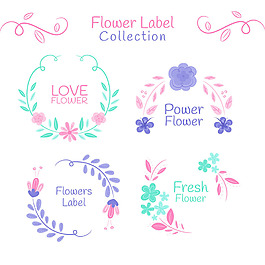 漂亮花卉花边葡萄酒标签