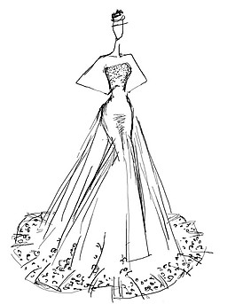 抹胸花边礼服设计图