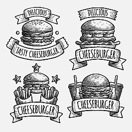 手绘素描风格汉堡包标志