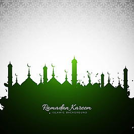 绿色教堂剪影斋月背景