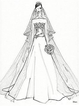 抹胸婚纱裙设计图