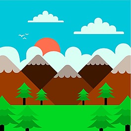 卡通绿树小树草地背景