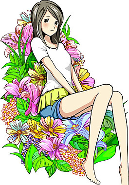 鲜花与儿童设计图片