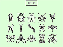 15昆虫矢量图标