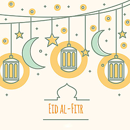 可爱的开斋节元素背景