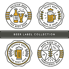 四种线性风格啤酒贴纸图标
