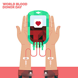 献血者日双手背景平面设计素材