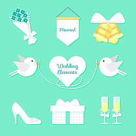 白色婚礼元素矢量素材