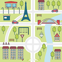 巴黎地图平面设计背景