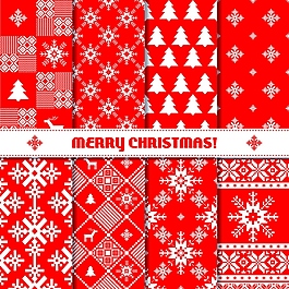 圣诞花纹红色背景