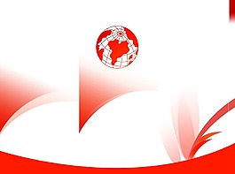 红色花纹三折页模板