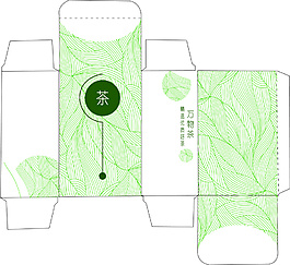 长方形绿色纹理茶叶包装设计ai