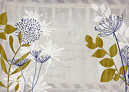 手绘植物花朵背景墙图片