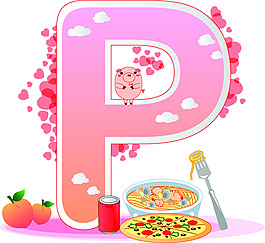 字母卡通食物蔬菜