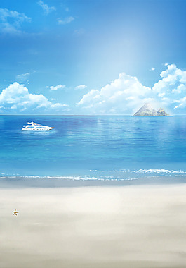 沙滩海洋背景元素