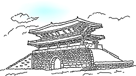 线稿城墙素材