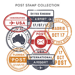 各种形状装饰邮戳图标
