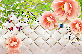 粉红鲜花背景墙图片