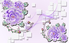 紫色牡丹花背景墙图片