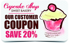 卡通蛋糕折扣卡片矢量素材