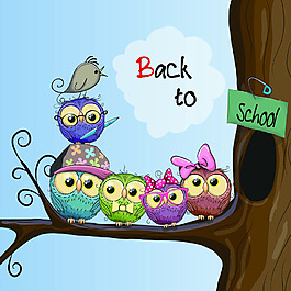 小鸟卡通动物插画矢量素材